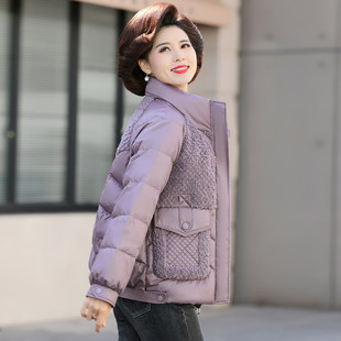 90%鸭绒皮质老人保暖厚款 中老年女装 羽绒服 妈妈装 冬装