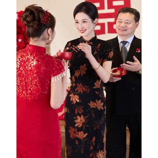 【喜婆婆礼服】国风复古印花立领短袖结婚喜庆宴会婚庆妈妈礼服夏
