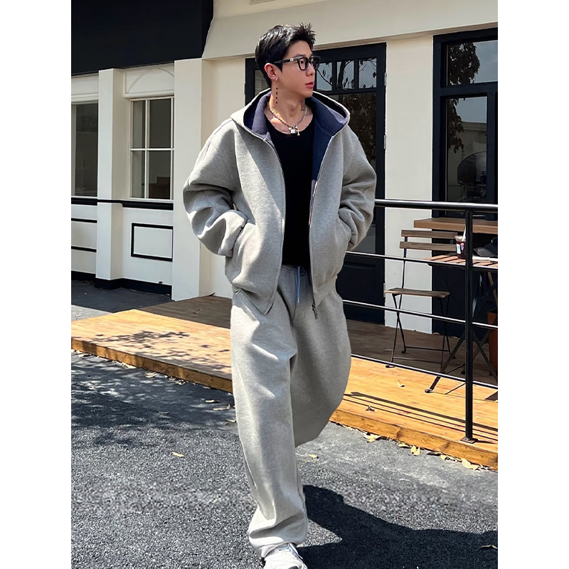 大码300斤双拉链开衫卫衣男款