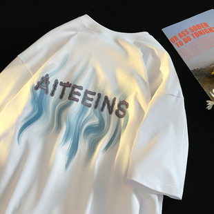 300斤大码男装潮流短袖男夏季美式复古t恤潮牌宽松衣服青少年体恤