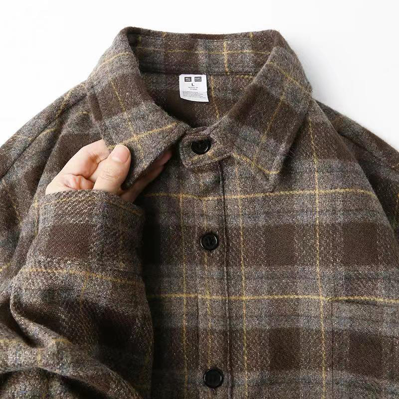 特大码300斤磨毛格子衬衫男