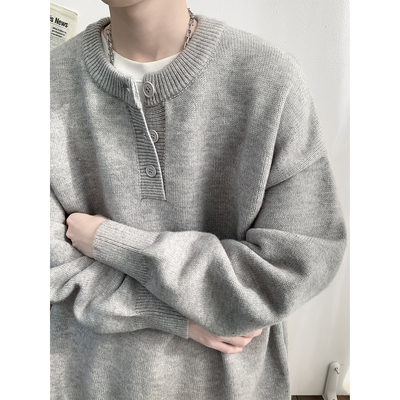 大码300斤美式亨利领毛衣高级感