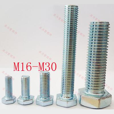 镀锌六角螺丝蓝白白锌螺栓M16M18M20M22M24M27M304.8级