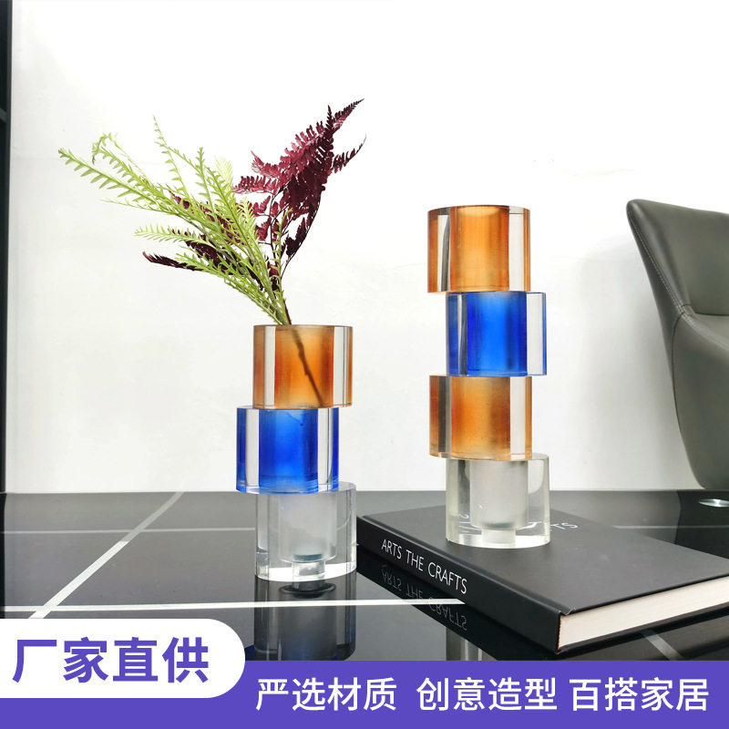 拼接水晶花瓶家居酒店样品房饰品客厅家居玄关摆件