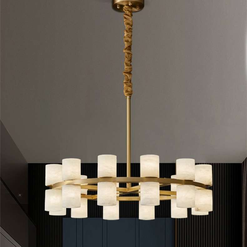 中式客厅吊灯餐厅卧室书房现代别墅设计师吧台全铜云石出口外贸灯