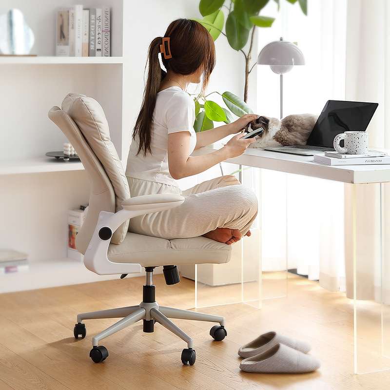 W*顾全办公椅书房舒服书桌椅家用奶油小方椅子学习椅久坐电脑