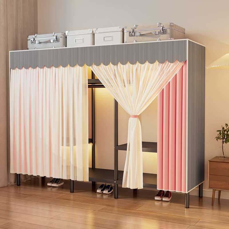 衣柜家用卧室简易布衣柜出租房结实耐用钢架小户型组装收纳柜锦标