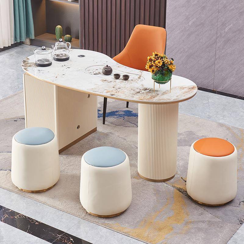 高端轻奢岩板茶桌椅组合烧水壶一体式现代简约办公室阳台会客茶几