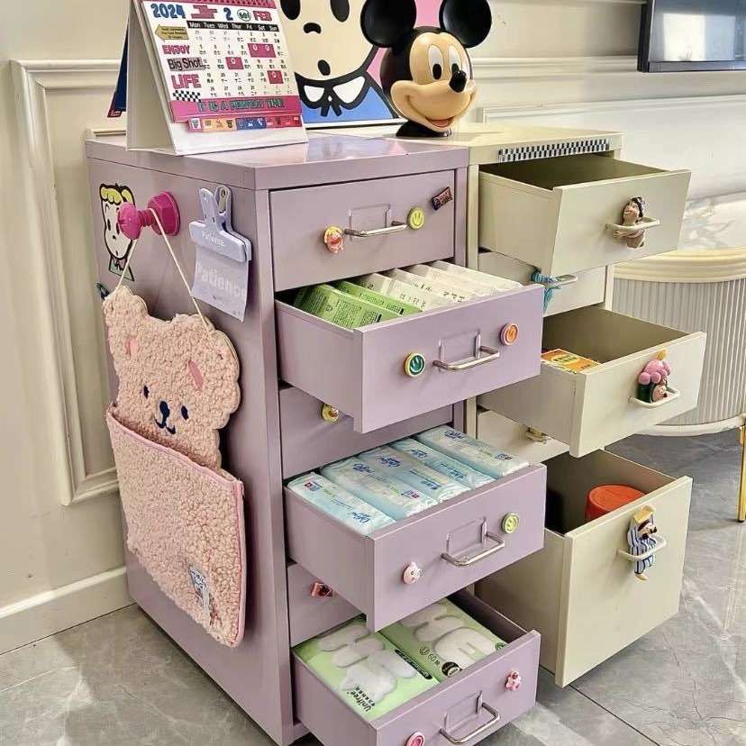 创意DIY收纳柜客厅储物柜多层办公室文件置物柜铁艺床头抽屉柜子