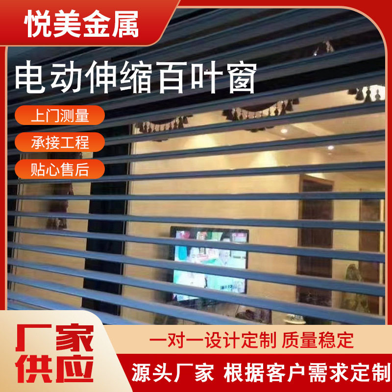 铝合金电动伸缩百叶窗户外伸缩调光百叶遮阳调光翻转百叶遮阳窗