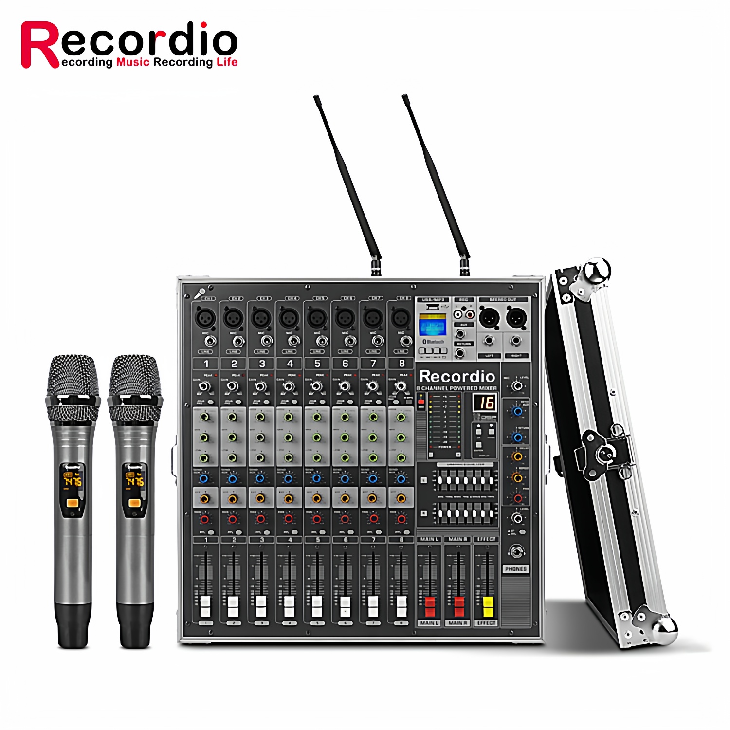 GAX-MK290工厂专业8路舞台大功率功放调音台无线麦一体机