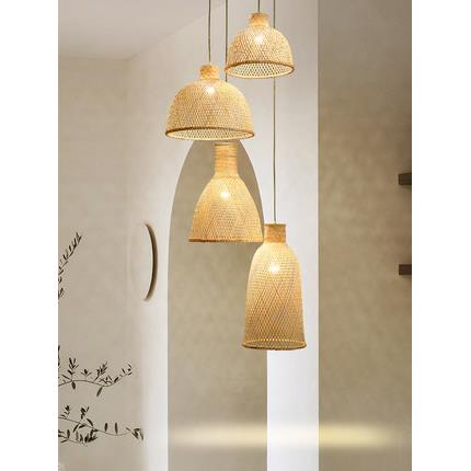 竹艺竹编吊灯北欧日式餐厅客厅民宿装饰楼梯loft公寓吊灯设计师款