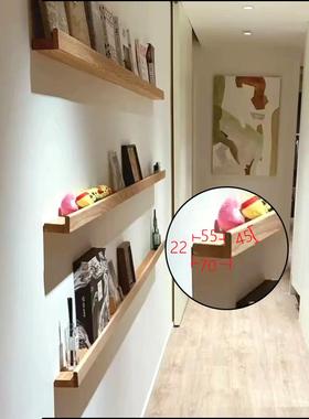 免打孔黑胡桃原实木墙上置物架壁挂墙面一字隔板装饰客厅电视墙道