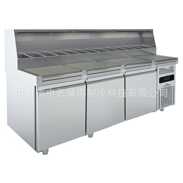 商用沙拉台开槽冷藏披萨操作台冰柜披萨撒料台冰箱操作台