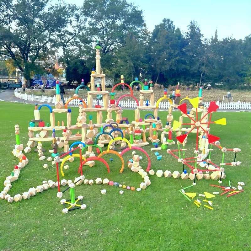 木制彩色石头 蒙氏平衡认知叠叠乐儿童早教益智积木玩具叠石