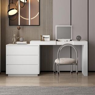 现代简约翻盖实木梳妆台卧室组合带镜飘窗意式化妆桌斗柜收纳一体