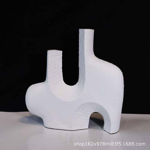 现代简约树脂纹理几何花器极简摆件样板房售楼处桌面书柜茶几饰品