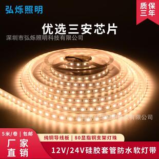 led灯带12v防水户外墙外低压高亮线灯室外车用装饰24伏套管软灯条