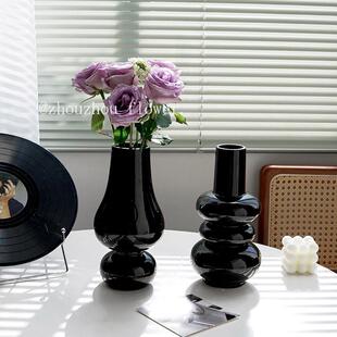 法式中古高级感花瓶玻璃水养鲜花插花摆件客厅餐桌茶几电视柜玄关