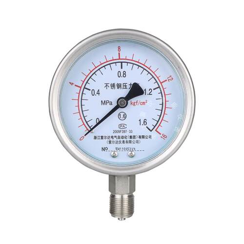 现货雷尔达 不锈钢压力表Y-100BF 耐高温J防腐蚀 SS304 气压液压