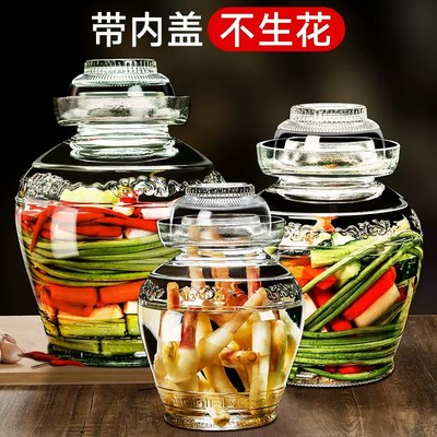 速发泡菜坛四家用玻璃密封腌菜罐咸菜酸罐菜缸子川专用腌制辣椒酱