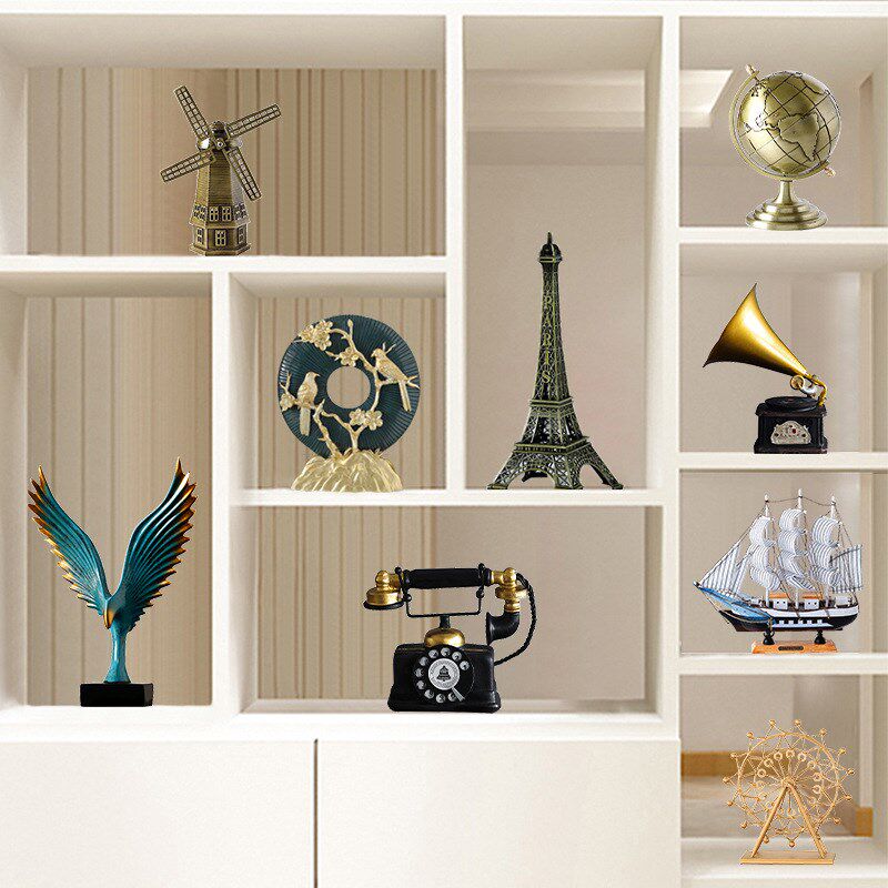 速发可批欧式复古软装搭配套餐摆设家居电样间玄关客厅板视酒柜装