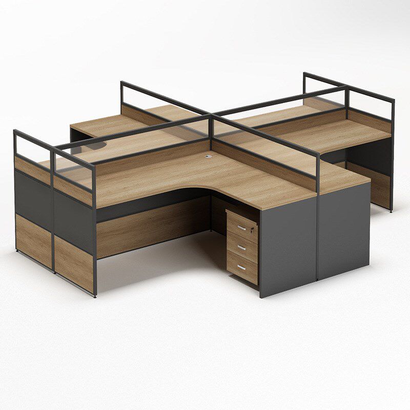 速发职员办公桌子4人位办公室屏风桌隔断合脑办公桌工组电员椅桌6