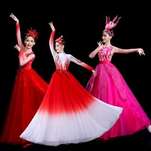 速发开场舞大摆歌演出服舞连伴裙裙衣舞灯火里 中国疆舞蹈服饰