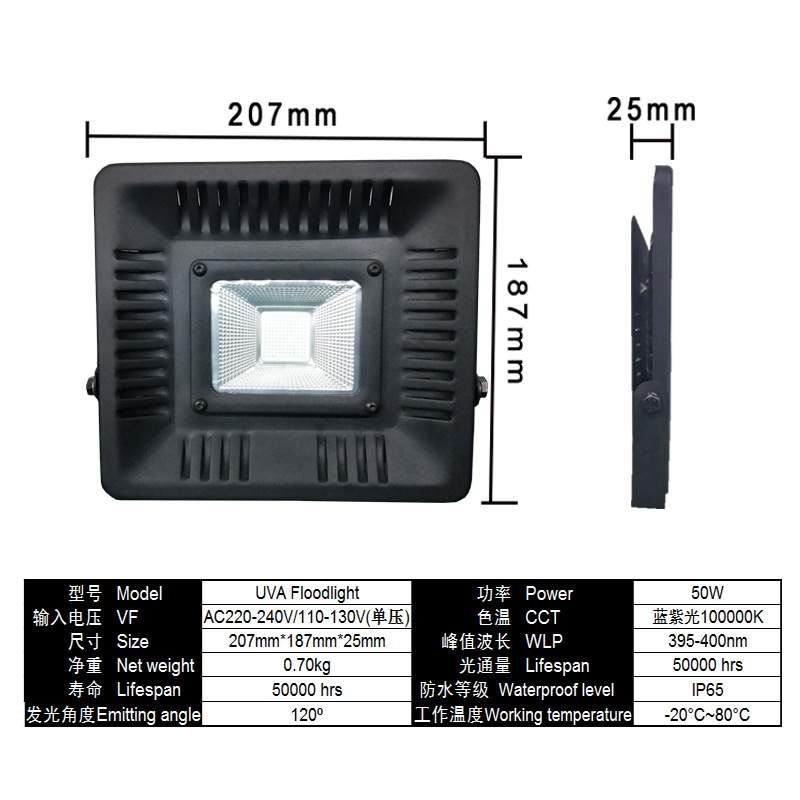 爆款50w舞台灯 新款UVA紫光led洗墙灯 防水户外便携投光灯