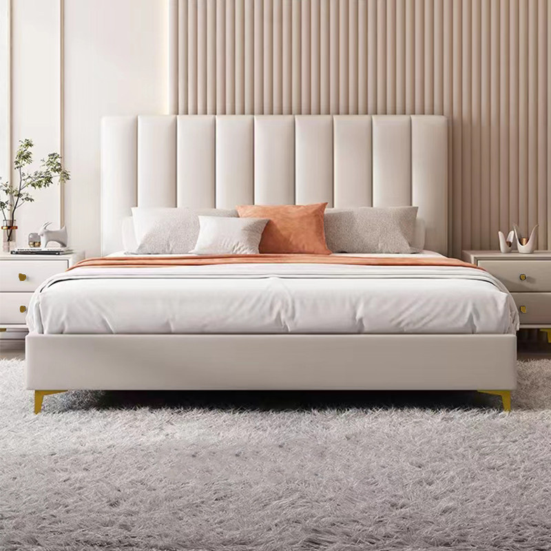 吉斯家具北欧网红真皮床轻奢主卧大小户型小白床现代简约少男少女