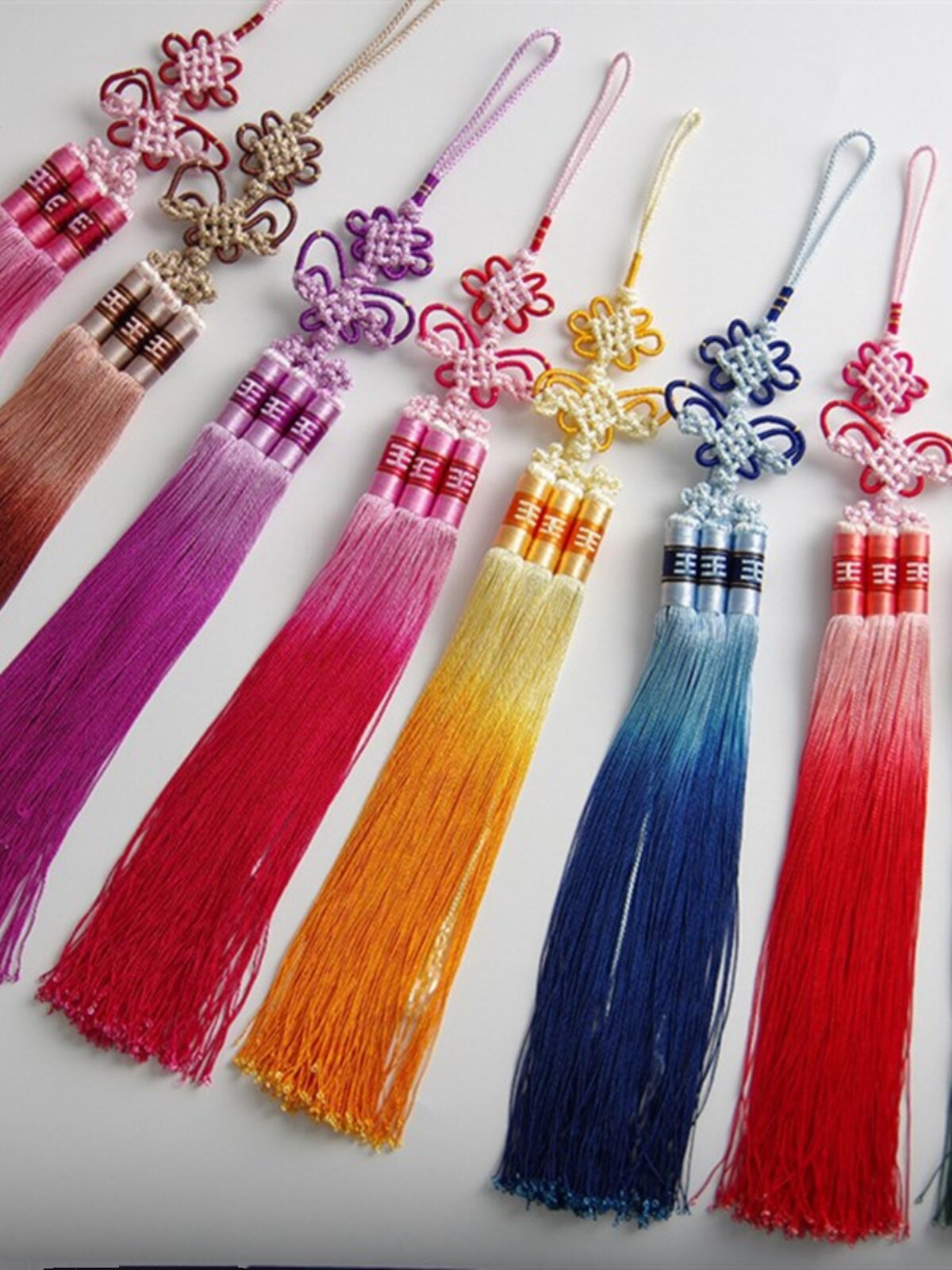 中国结渐变色流苏穗子汉服旗袍压襟腰o间扇子服装配件挂饰