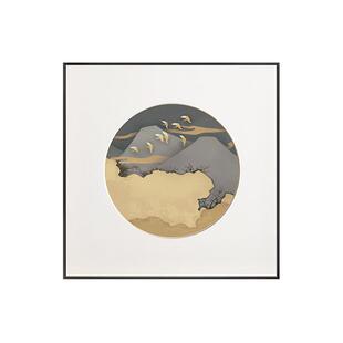 群山飞轻现代新中式鸿山川飞床头装饰画客厅QZ202202挂画鸟餐厅奢