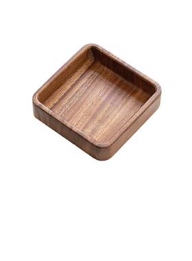南美胡桃木盘品子意家用点心盘小钵创甜KFU点心碟日圆式方形托盘