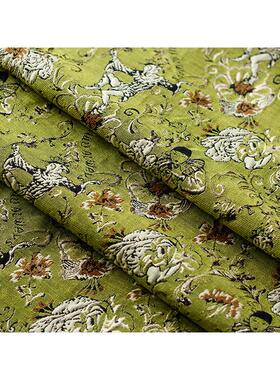 玫瑰庄园跳丑小色织提花TT-B7-28绿面料金丝高密草时舞尚箱包手作