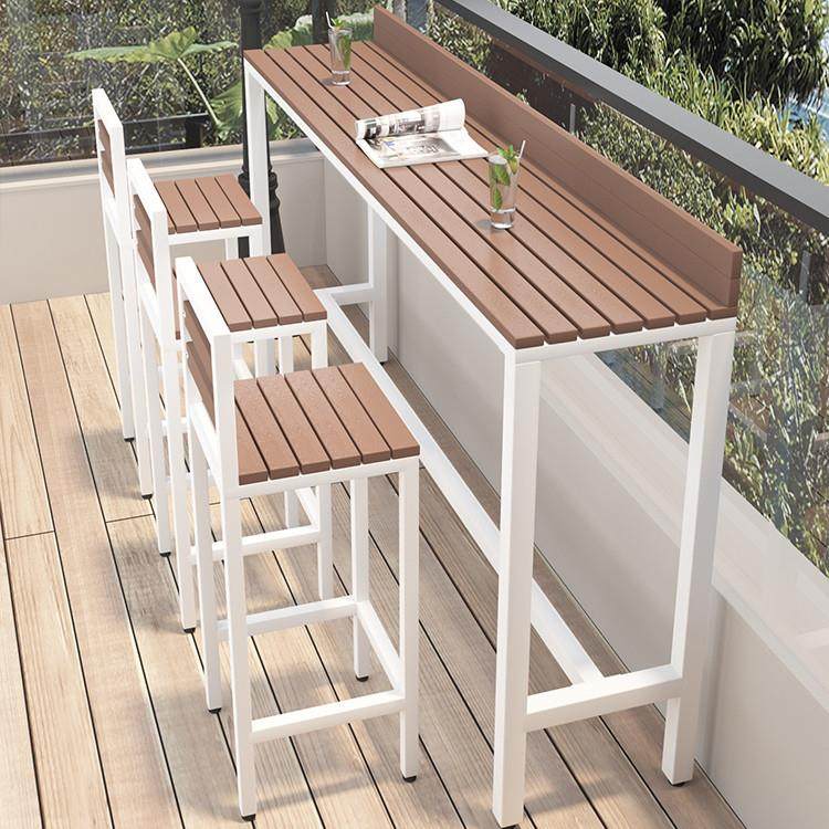 户外吧台桌椅家用阳台靠墙长条桌防腐防晒咖啡店室外高脚桌椅组合