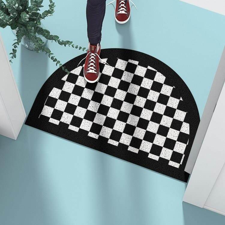 黑白棋盘格 半圆形入户门口丝圈地垫蹭土脚垫进门家用门垫门厅,居家布艺,家用脚垫,淘宝优惠券,粉丝福利购,淘宝优惠卷