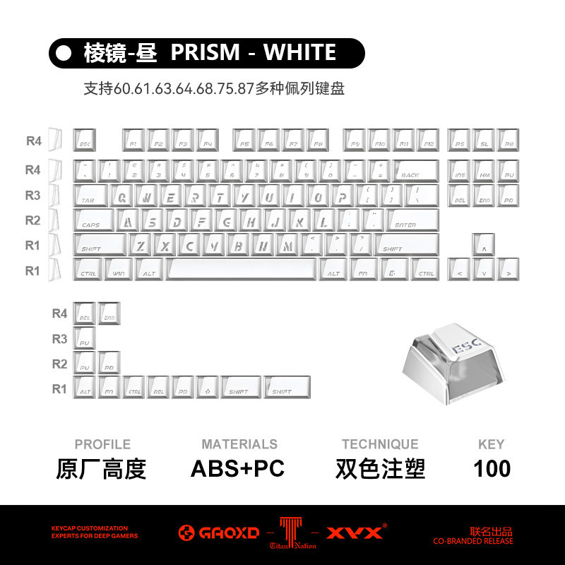 thumbnail for Titan Kingdom prism keycaps original factory translucent engraved mechanical switches magnetic switches Magic Mage large-character EV63 customization