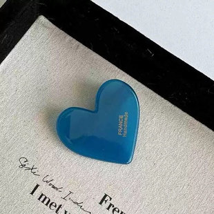 高级糖果醋酸爱心蓝色发夹小众卡子发卡侧边少女刘海夹子头饰发饰