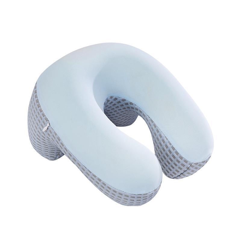 夏季冰丝记忆棉华夫格午睡枕办公室U形趴枕头午休抱枕学生趴睡枕