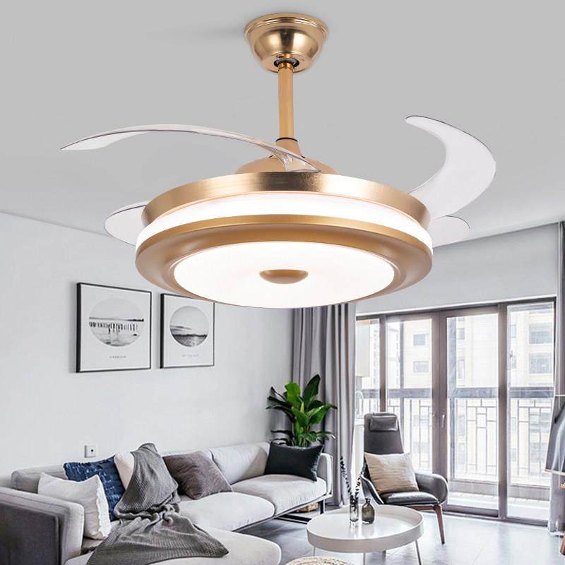 客厅隐形吊扇灯大风力卧室吸顶风扇吊灯饭厅简约一体电风扇带灯静