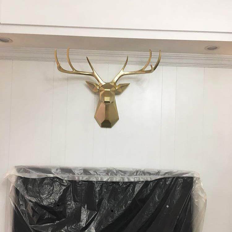 北欧轻奢墙饰招财几何鹿头壁挂北欧新房沙发背景墙餐厅店铺装饰品