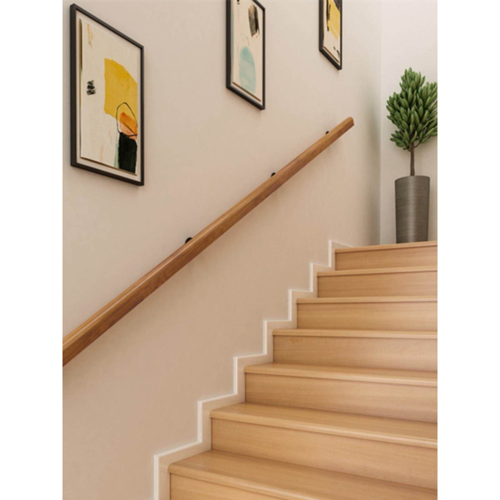 欧式靠墙楼梯扶手实木老人防滑别墅幼儿园走廊通道栏杆