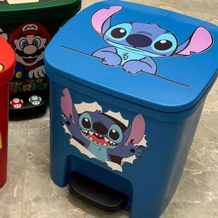 史迪仔垃圾桶家用客厅可爱卡通脚踏脚踩高颜值带盖大号大容量卧室