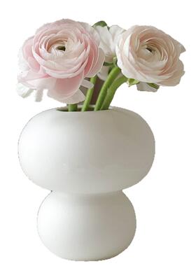 厅白色葫芦几何HP100099现代陶瓷花瓶高级感客玄关插花花轻器装饰