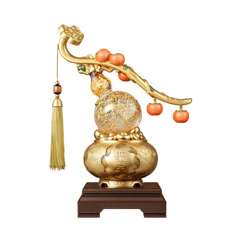 新中式柿柿如意水晶葫芦摆件客厅玄关酒柜装饰品搬家新居乔迁礼物
