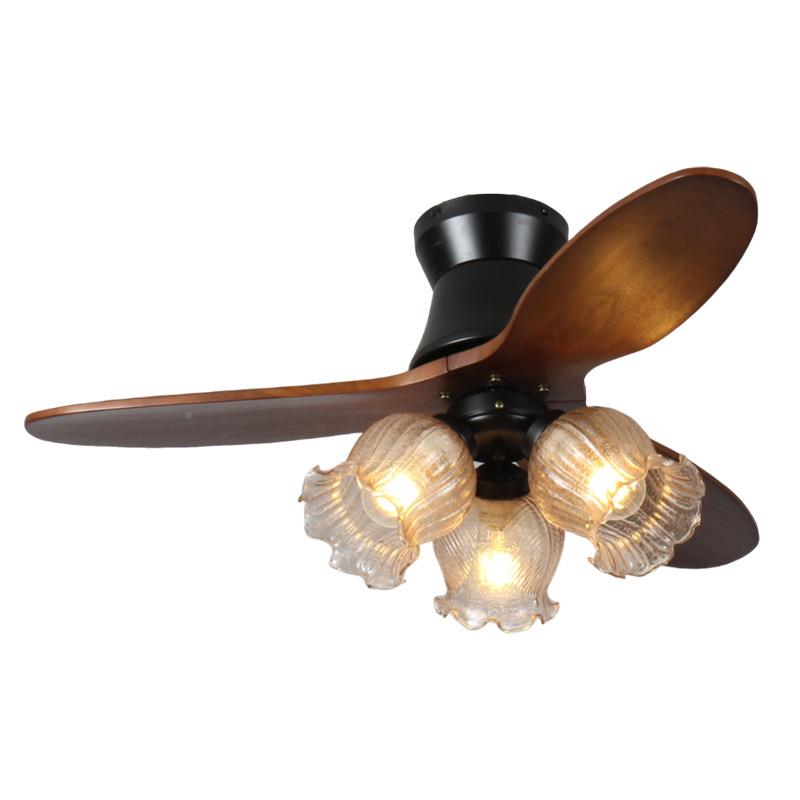 古厅法式吸顶复风扇灯胡桃实木餐吊扇灯卧室音柔风静吊扇电扇灯