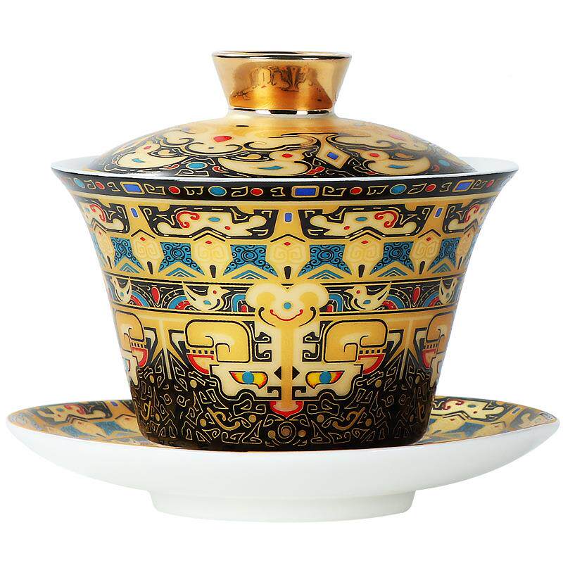 唐卡可悬停碗三才盖羊脂玉瓷功398565夫茶公具敬茶碗司活动OLOG伴