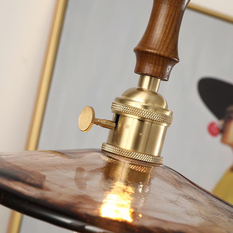 胡桃木北欧复古简约i宿ns黄铜玻璃球吊民灯清79327餐厅床新头吧台