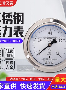上海亿川YNBF100ZT不锈钢轴向耐震压力表充油压力表水压油压表
