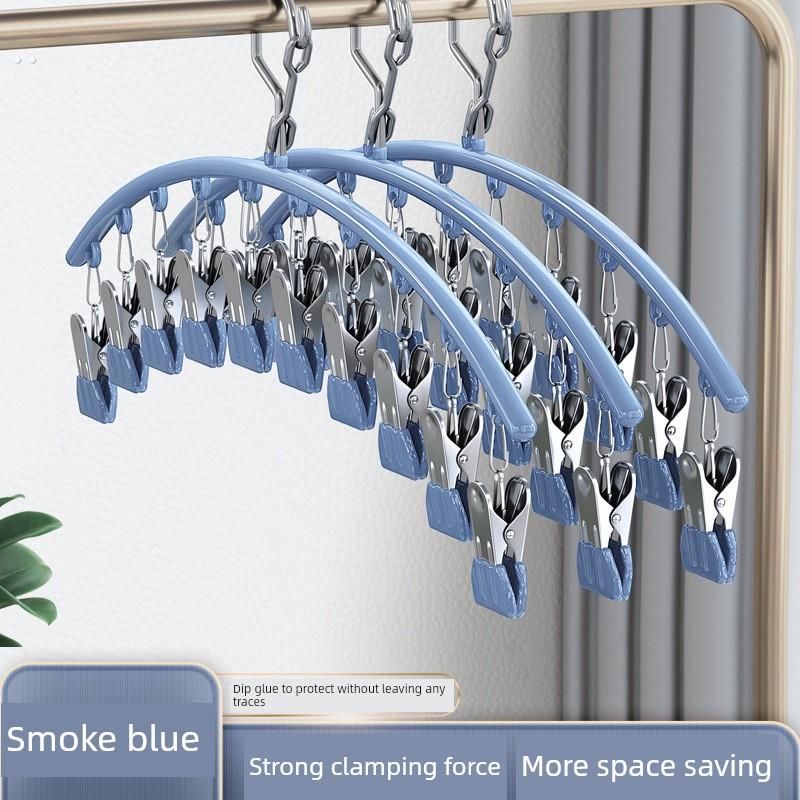 不锈钢多夹袜子夹防风无痕家用晾内裤衣架多功能晒袜子衣架挂